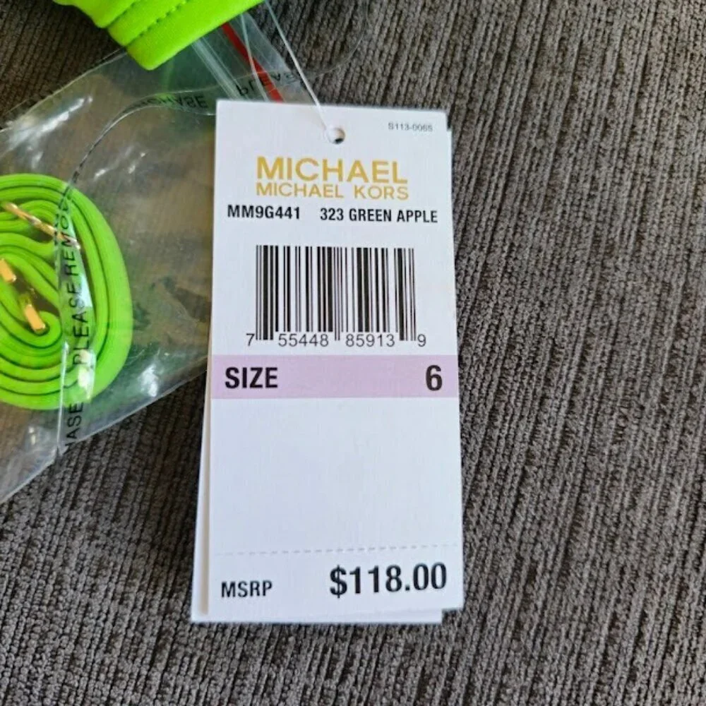 NWT Michael Kors Green One-Shoulder Gold Accent Ring One-lPiece Swimsuit Size 6